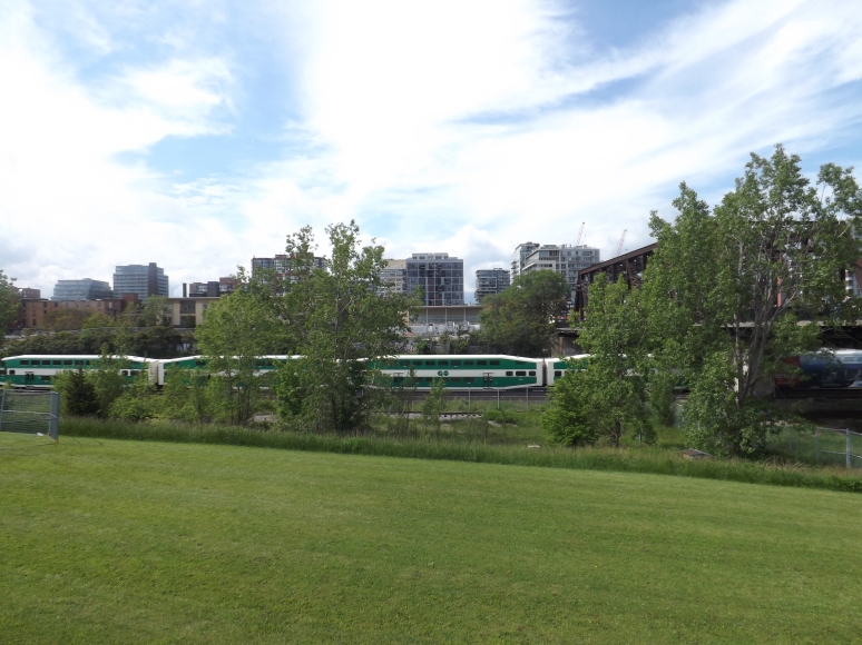 Go train from the West going into Union station